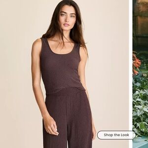 Lou & Grey Brown Textured Scoop Neck Cropped Tank Top